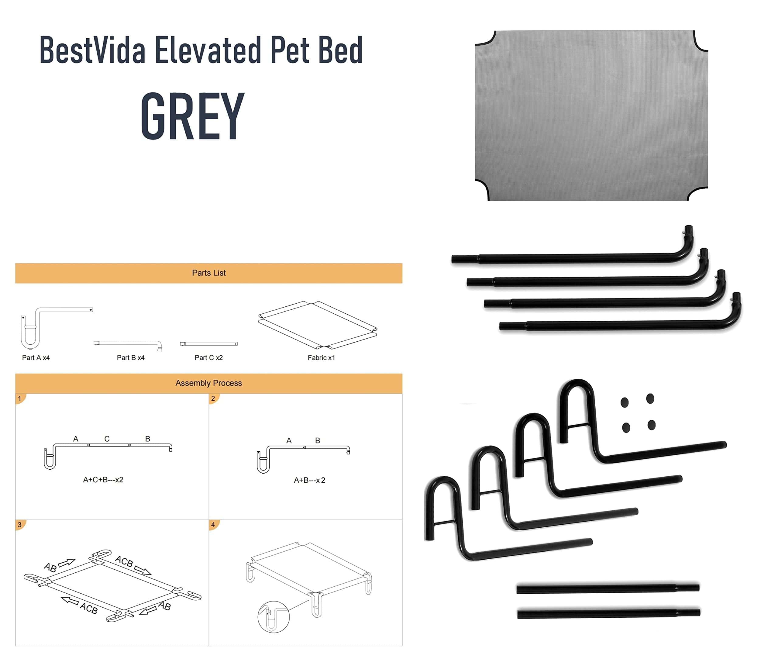 Cama elevada para perros BestVida, 43 x 30 x 8 pulgadas - Imagen 8