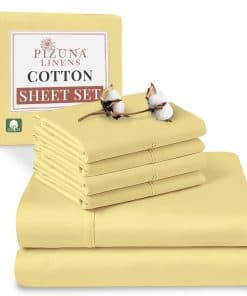 Juego de sábanas de algodón Puro 100% tamaño -Amarillo Suave