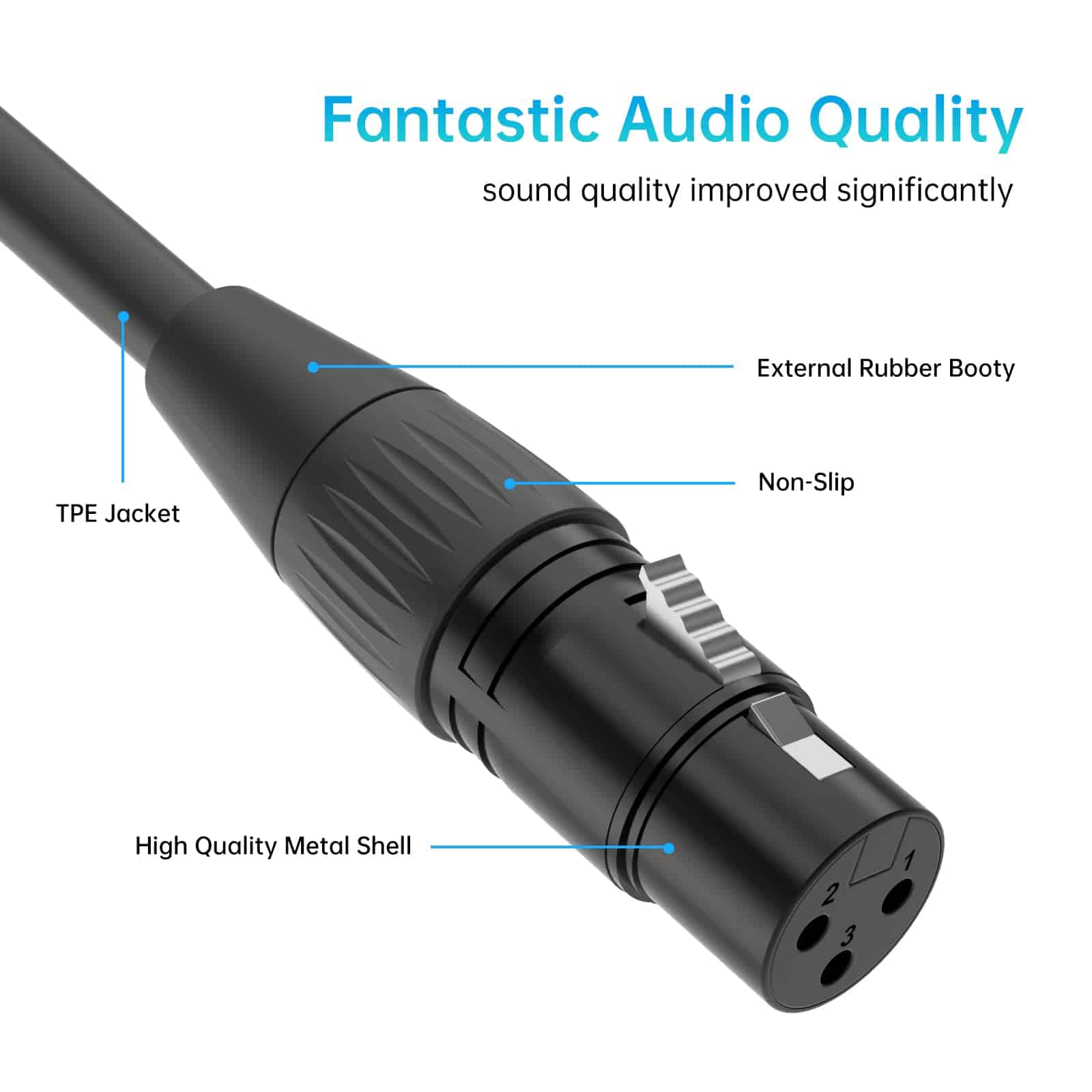 Cable de Micrófono XLR Macho a Hembra de 50 pies (Cobre - Imagen 5