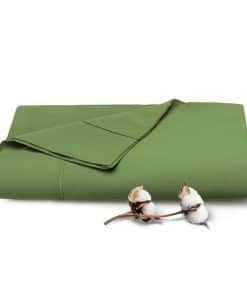 Sábana Plana de Algodón Puro Pizuna para Cama King en Verde