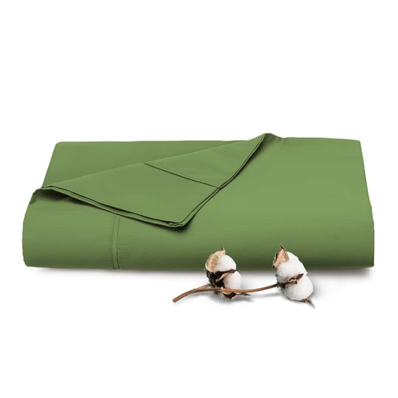 Sábana Plana de Algodón Puro Pizuna para Cama King en Verde