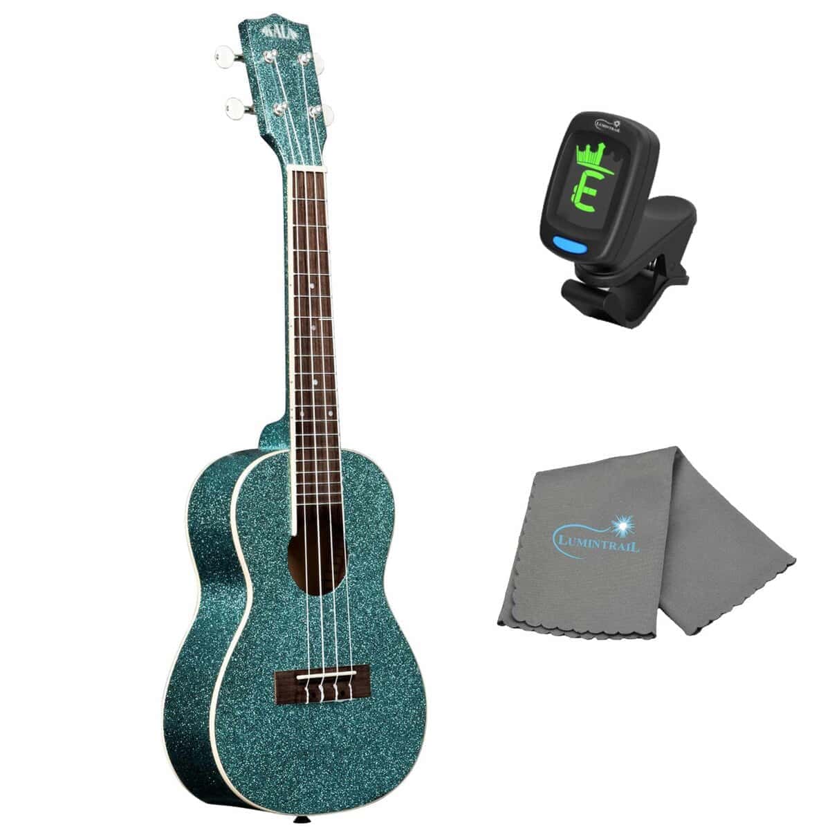Ukulele Kala Rhapsody in Blue Concert Sparkle Series con
