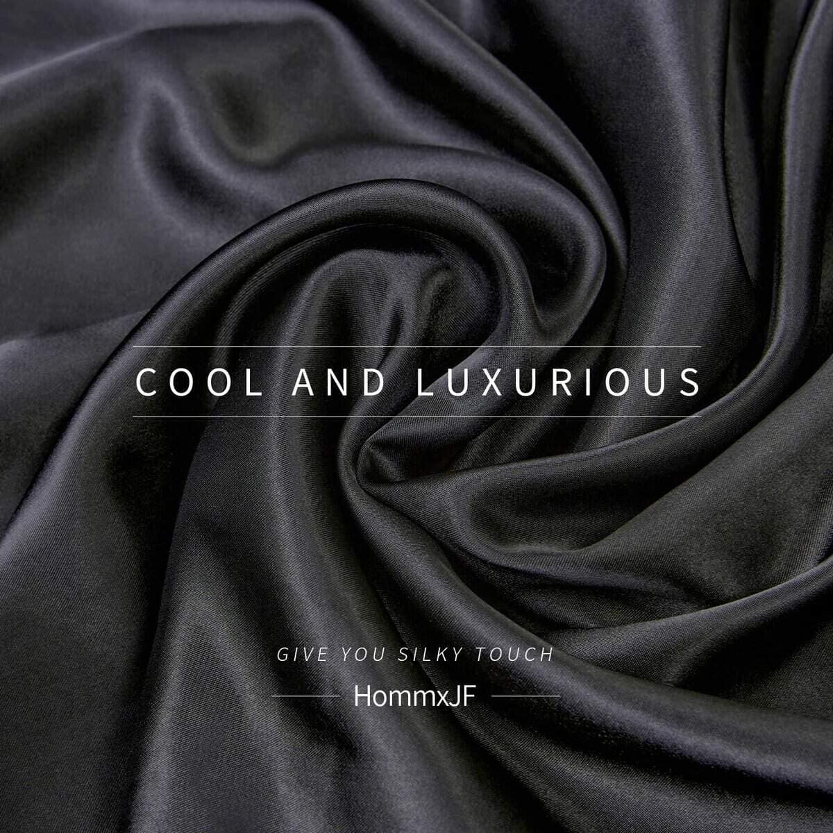 NA HommxJF 4PCS Juego de Sábanas de Satén Negro Tamaño King - Imagen 9