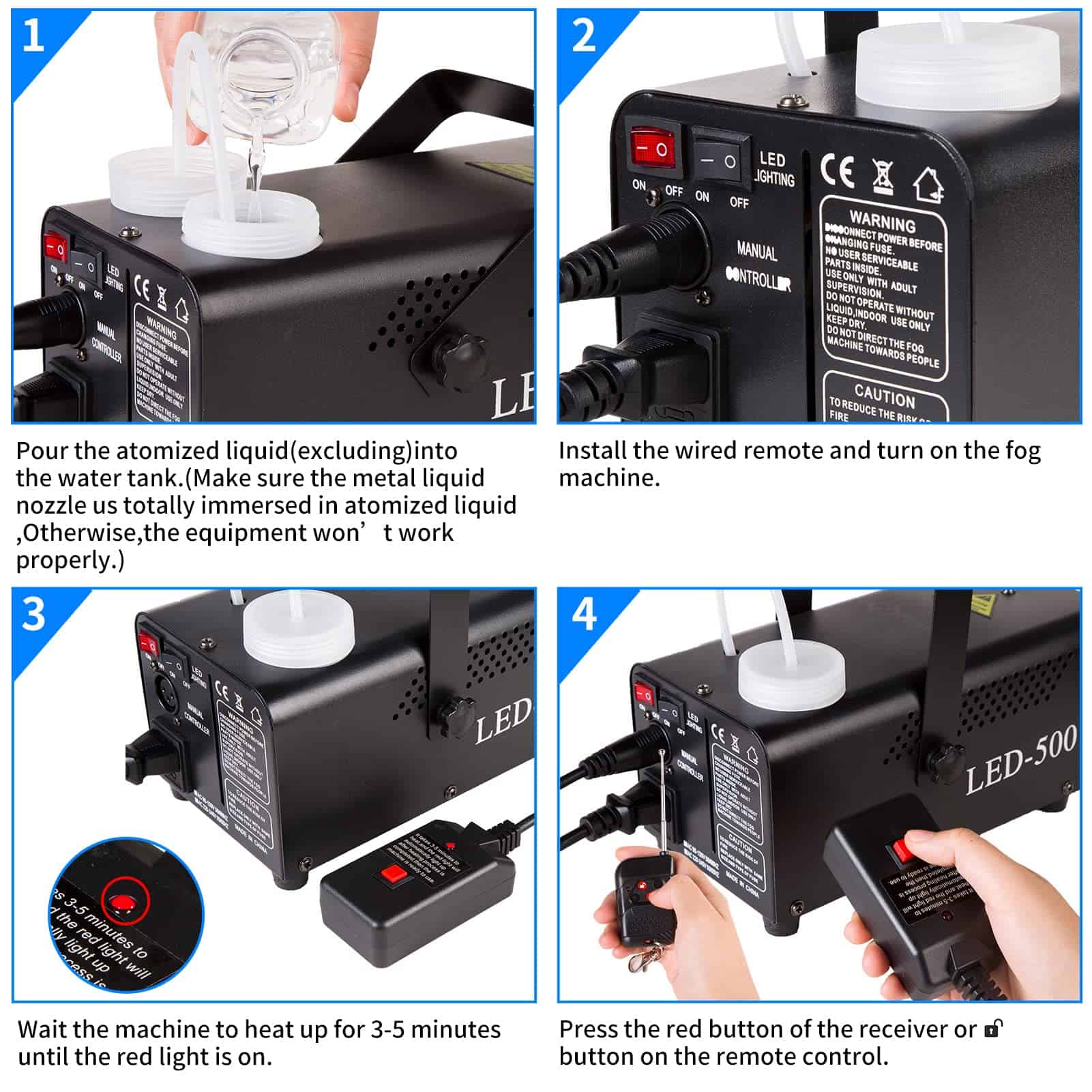 Máquina de Humo de 500W con Luces LED Control Remoto - Imagen 4