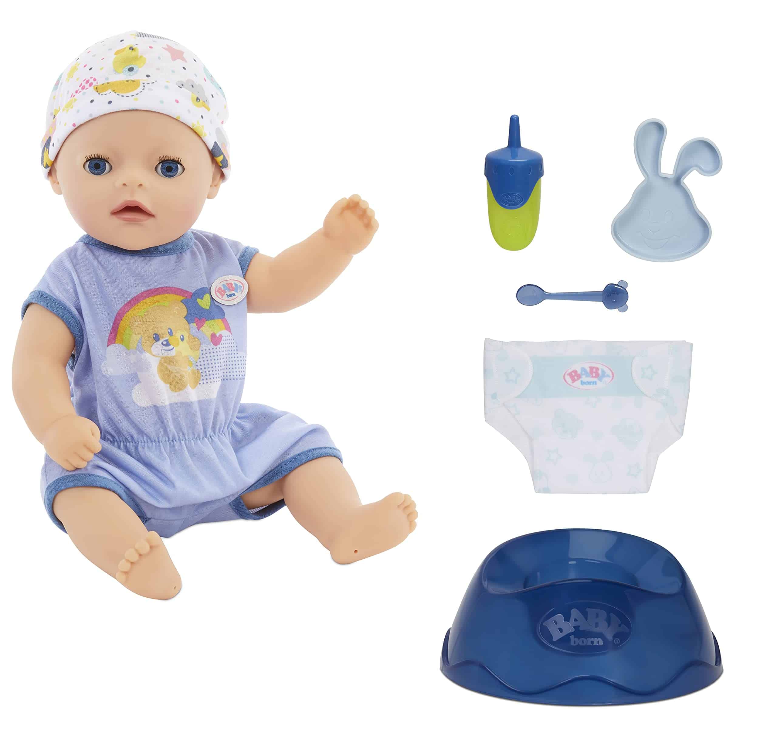 Muñeco Bebé Nacido Interactivo de 14" - Niño con Ojos