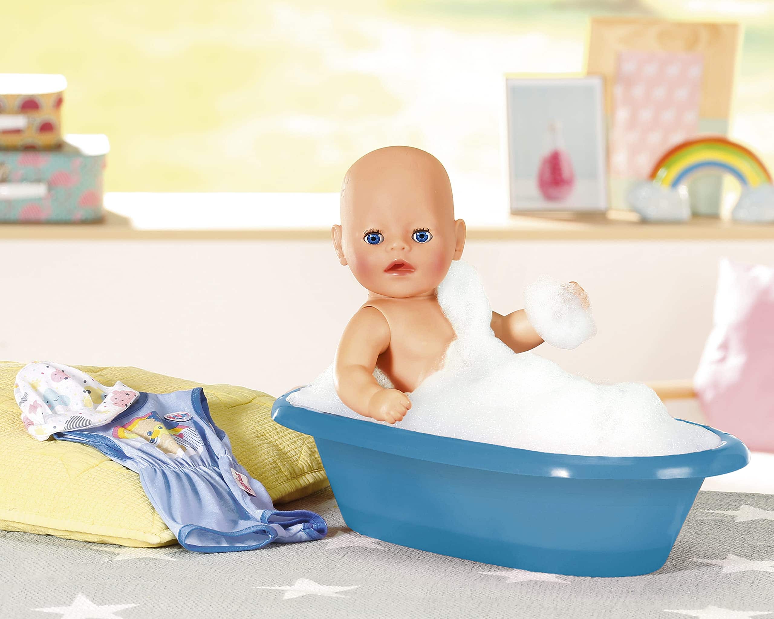 Muñeco Bebé Nacido Interactivo de 14" - Niño con Ojos - Imagen 6