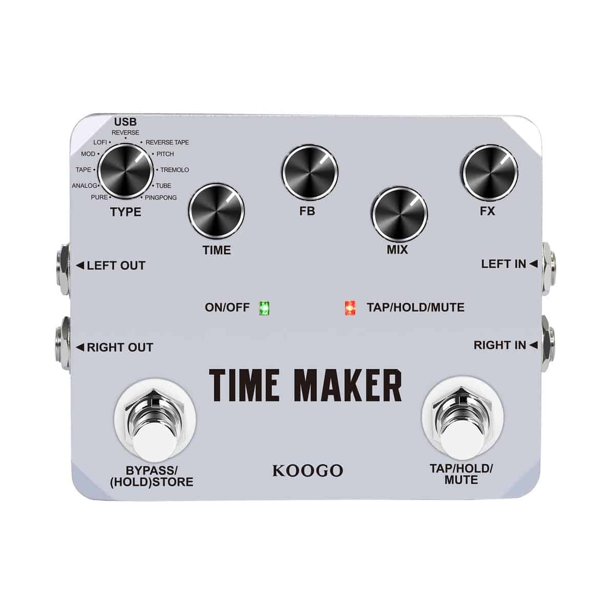 Pedal de Demora para Guitarra Koogo Time Maker 11 Tipos de