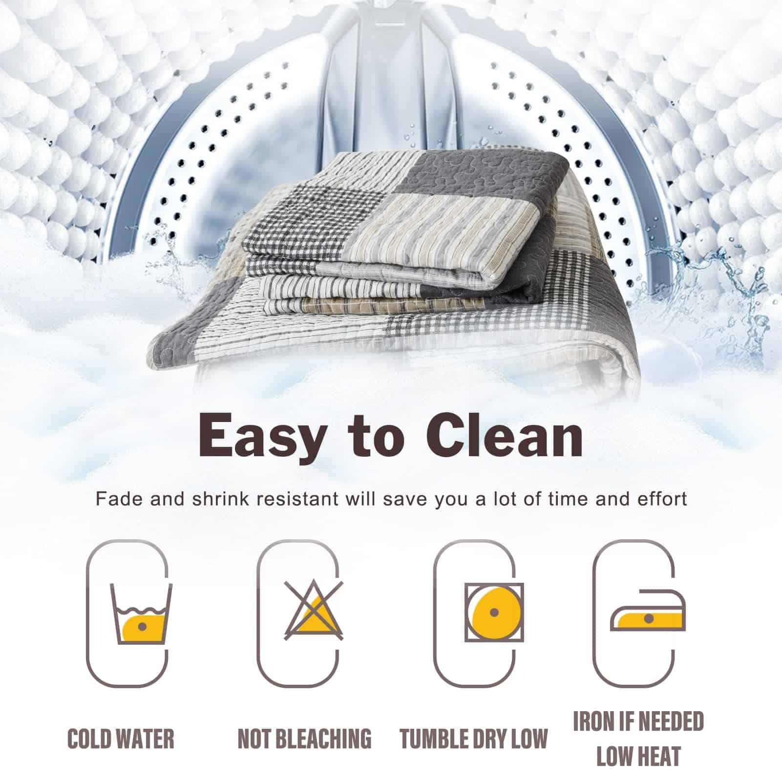 Colchas a Cuadros tamaño Queen - 100% Algodón Colcha de - Imagen 7