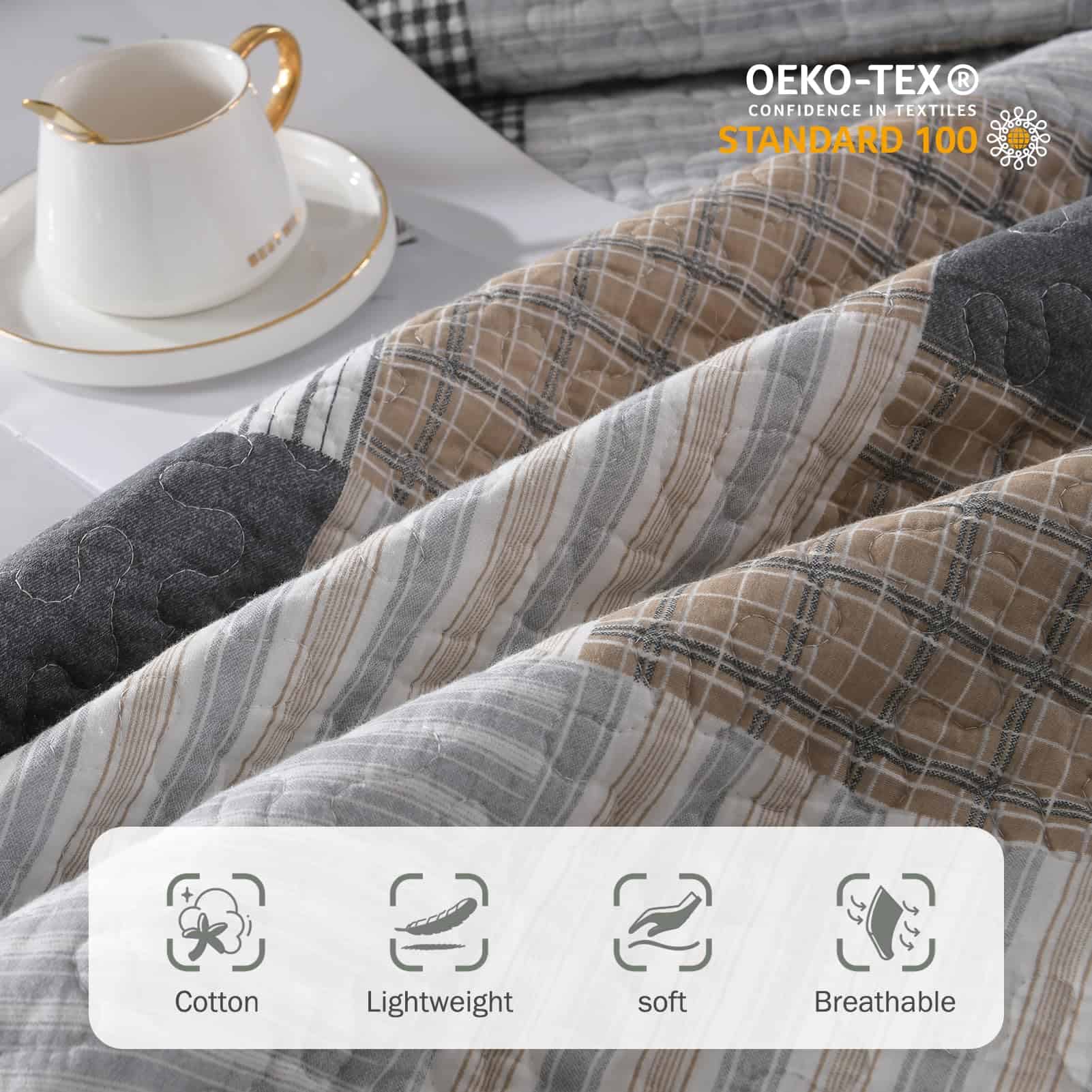 Colchas a Cuadros tamaño Queen - 100% Algodón Colcha de - Imagen 4