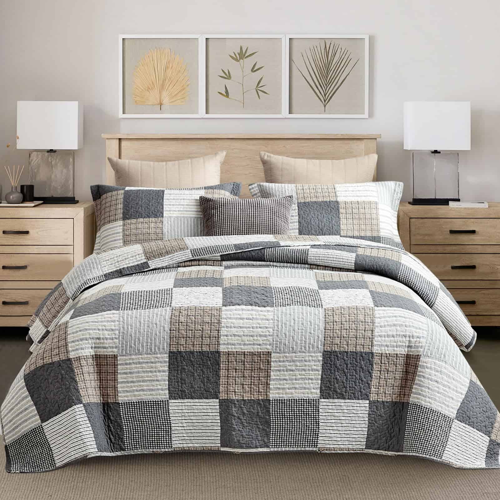 Colchas a Cuadros tamaño Queen - 100% Algodón Colcha de