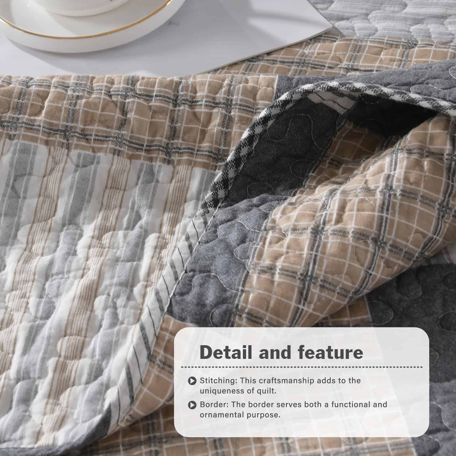 Colchas a Cuadros tamaño Queen - 100% Algodón Colcha de - Imagen 5