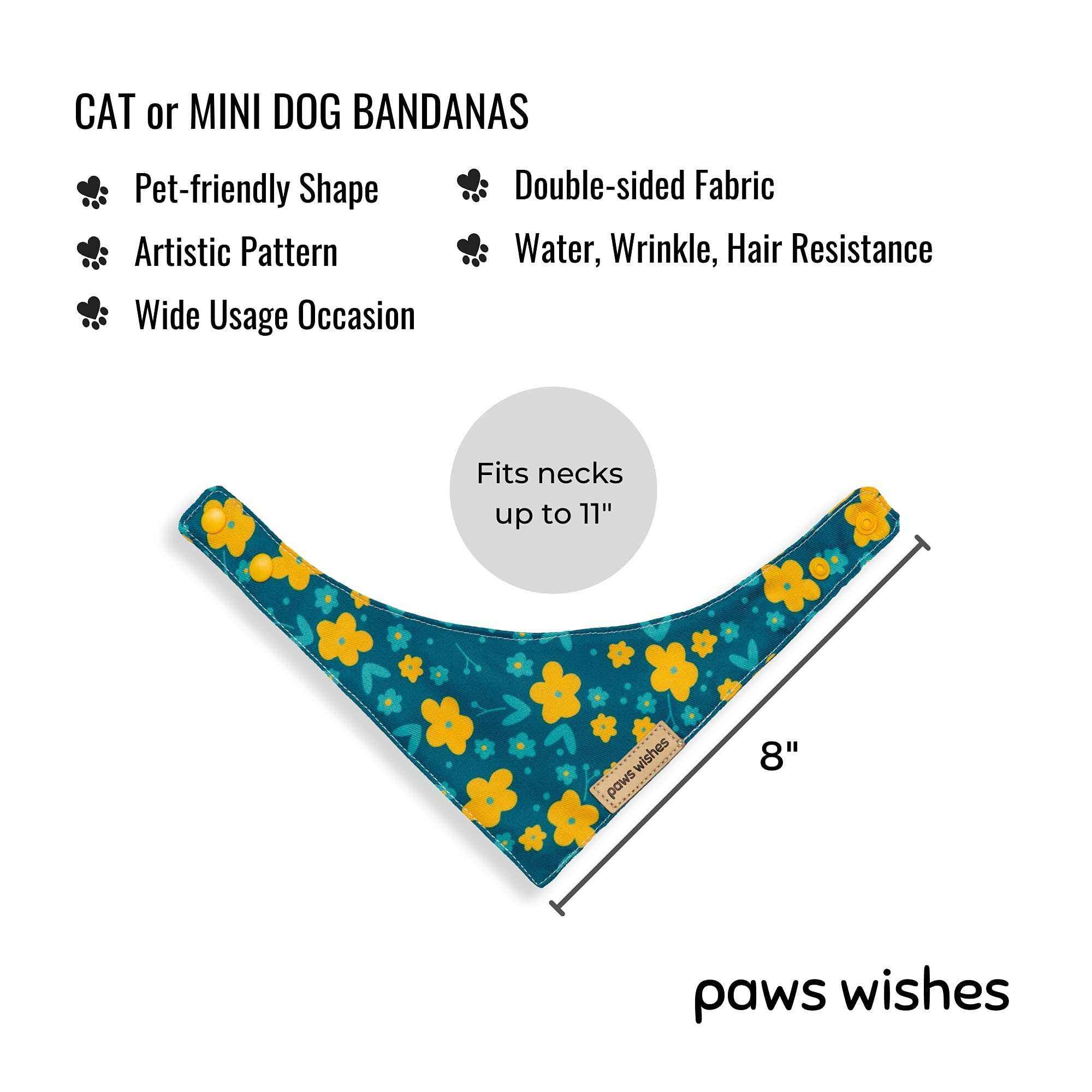 Paws Wishes Mini Dog Cat Collar Bandanas 4 Pack, Forma - Imagen 3