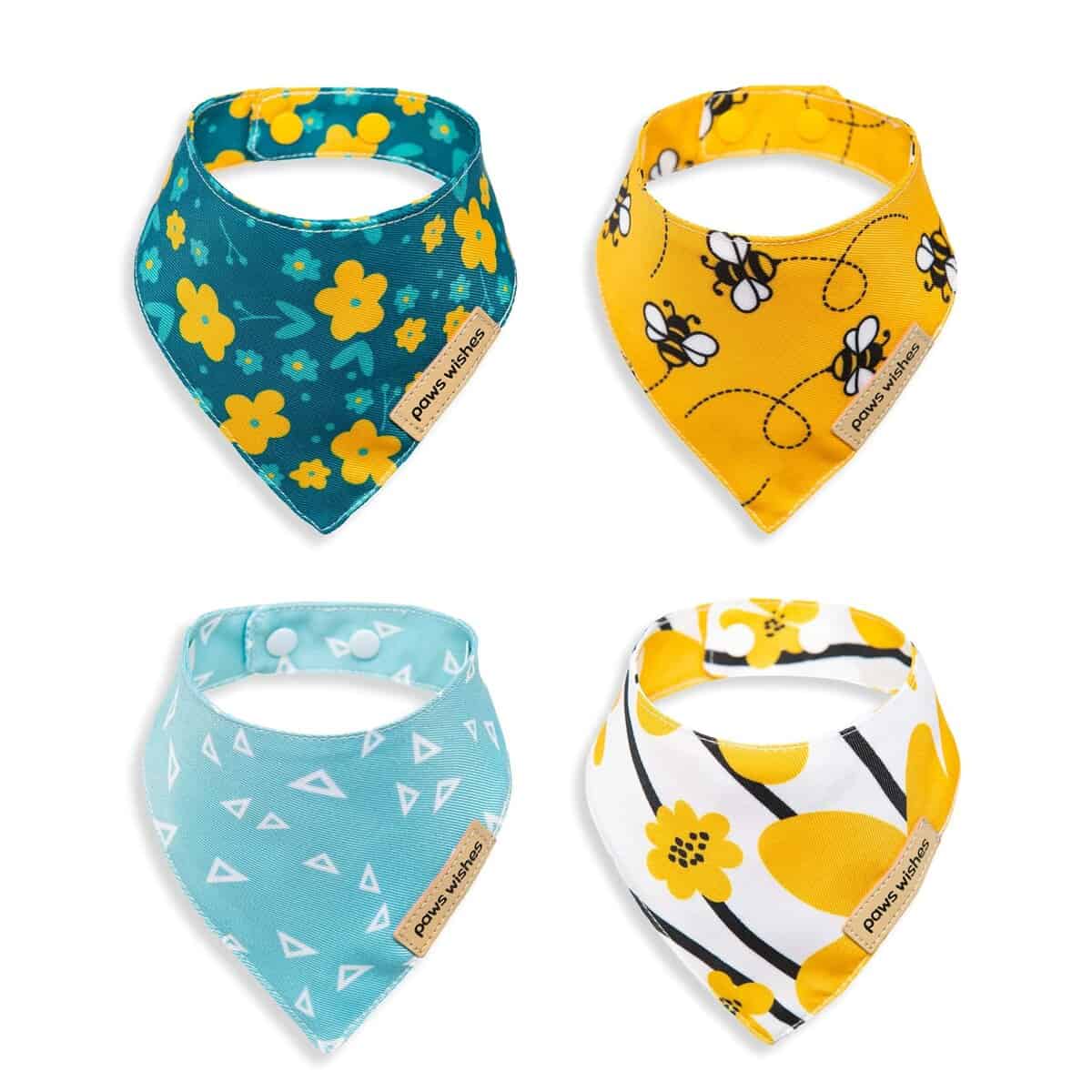 Paws Wishes Mini Dog Cat Collar Bandanas 4 Pack, Forma