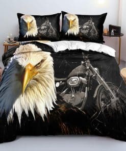 Funda de edredón Queen Eagle Negro Suave Cómoda Ropa de