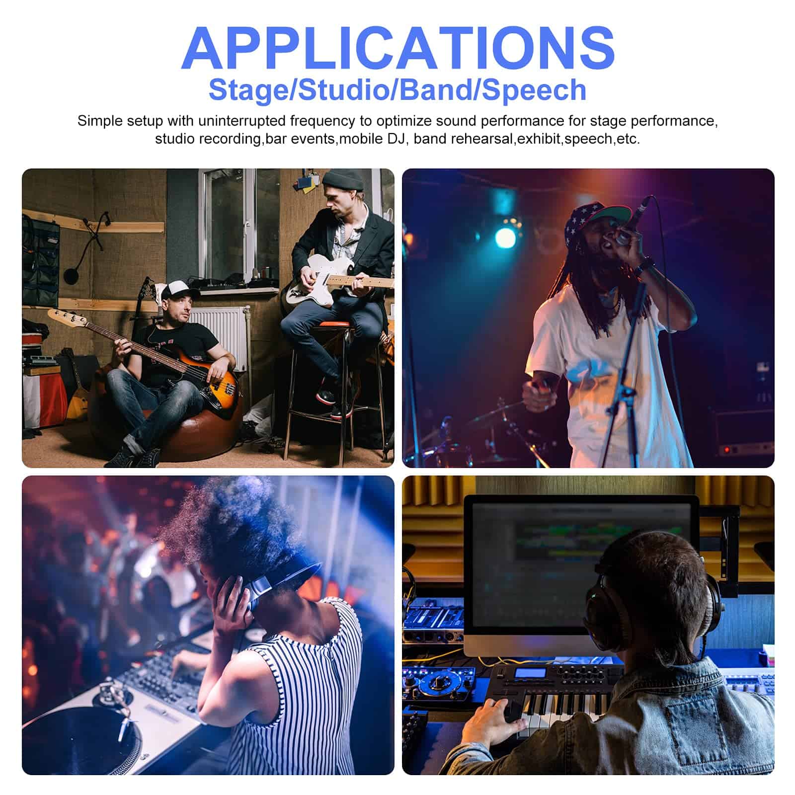 Sistema de monitor inalámbrico Levusu UHF con auriculares, - Imagen 6