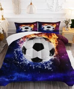 Juego de edredón de fútbol 3D para niños, tamaño queen,