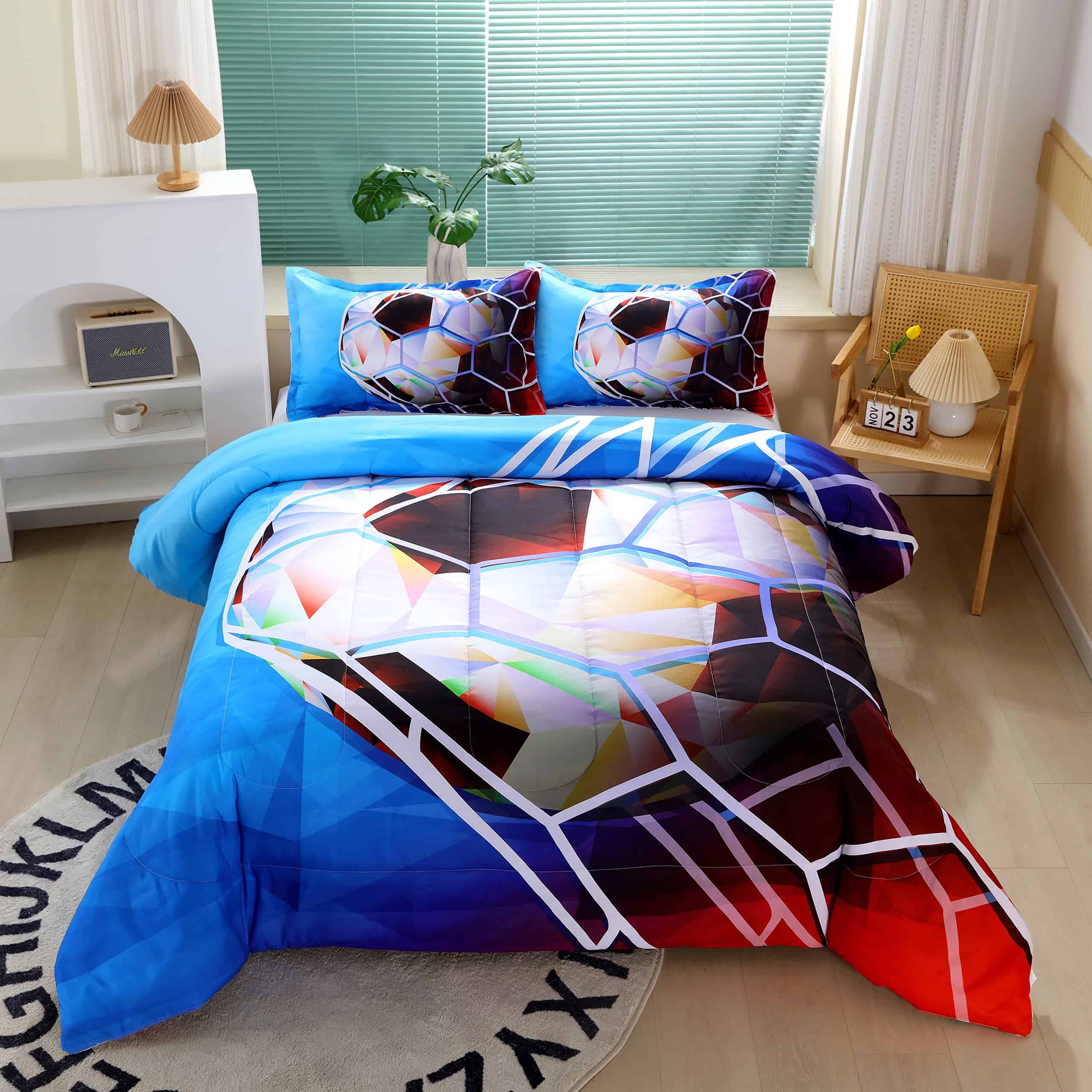 Juego de Edredón de Fútbol 3D para Niños, Tamaño Twin Ropa
