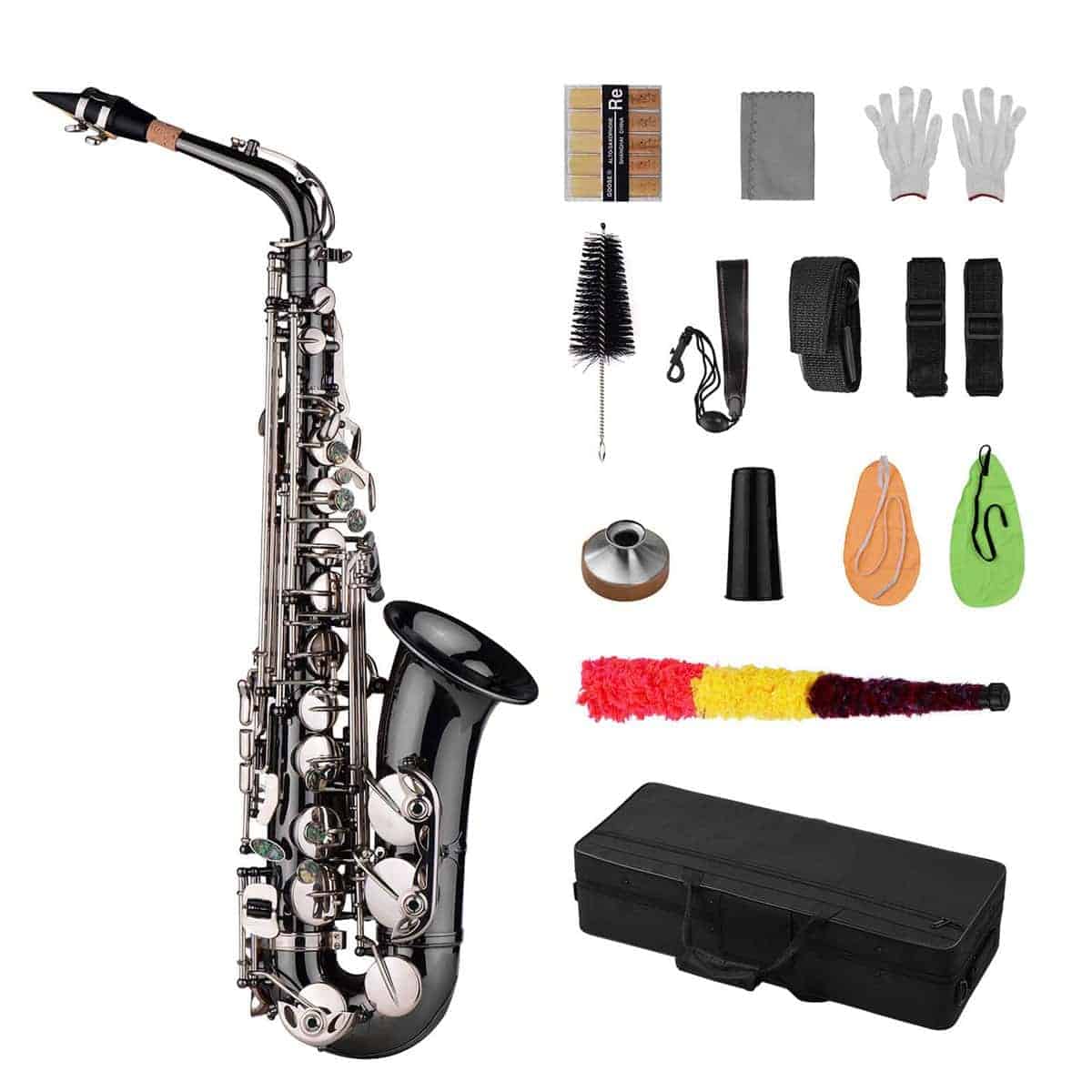 Saxofón Alto Btuty Eb Profesional de Latón con Curva Negra
