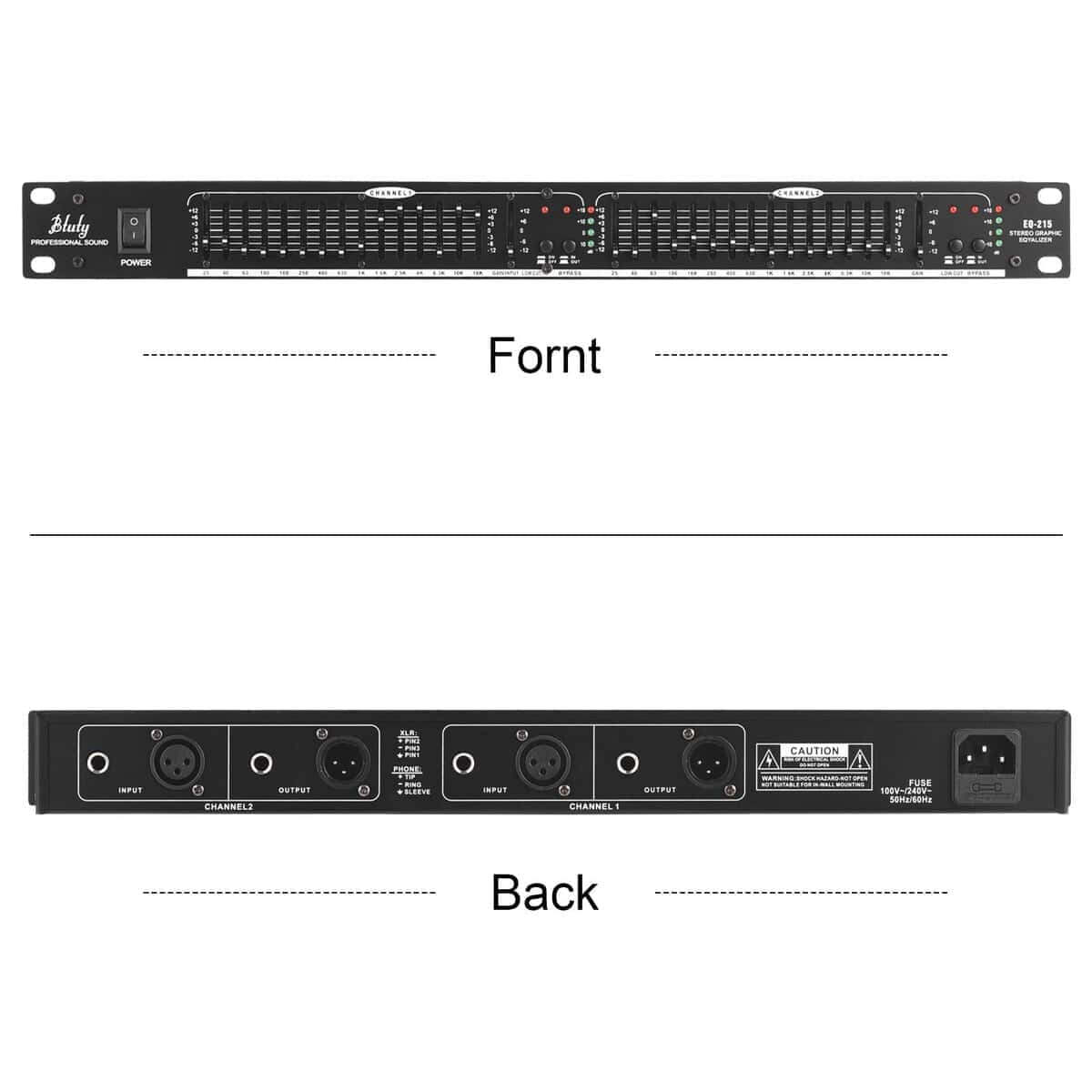 Ecualizador de audio Btuty EQ-215 Dual Channel de 15 Bandas - Imagen 6