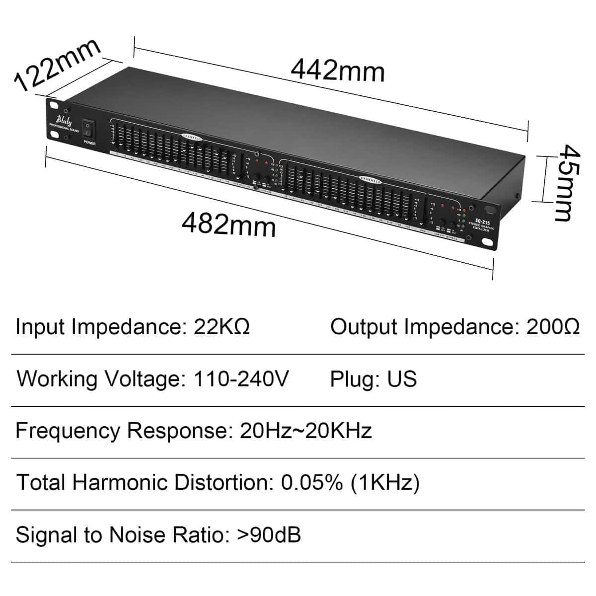 Ecualizador de audio Btuty EQ-215 Dual Channel de 15 Bandas - Imagen 3