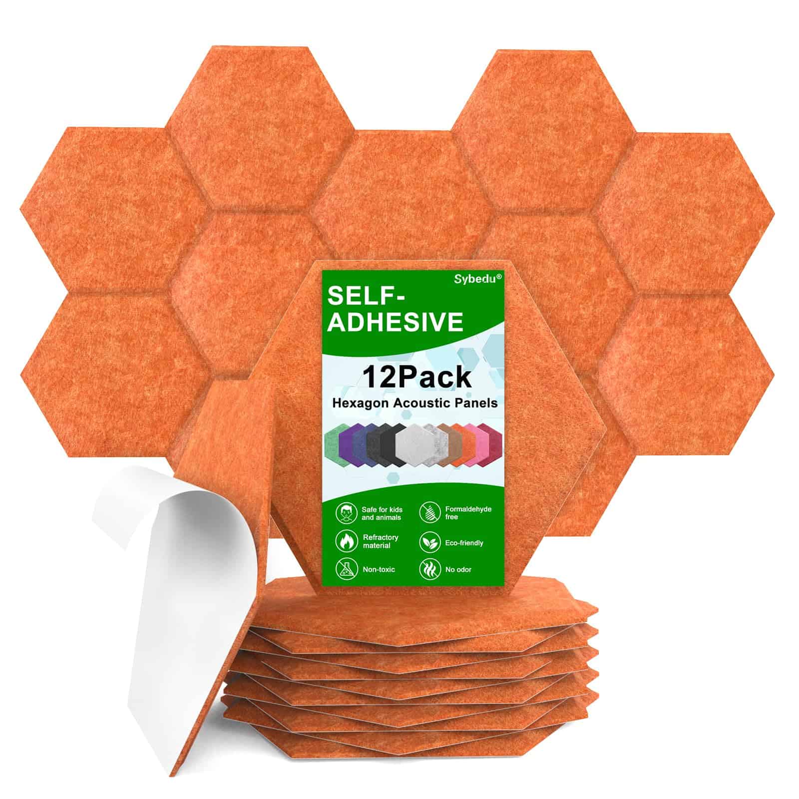 12 Paneles Acústicos Autoadhesivos Hexagonales de Espuma a