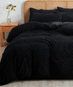Juego de Edredón de Felpa Negra Tamaño Queen - Edredón