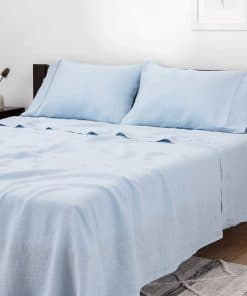 Juego de sábanas de lino Mellanni 100% -Azul