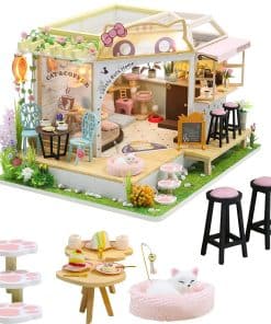 Kit de Casa de Muñecas en Miniatura de Madera para Café de