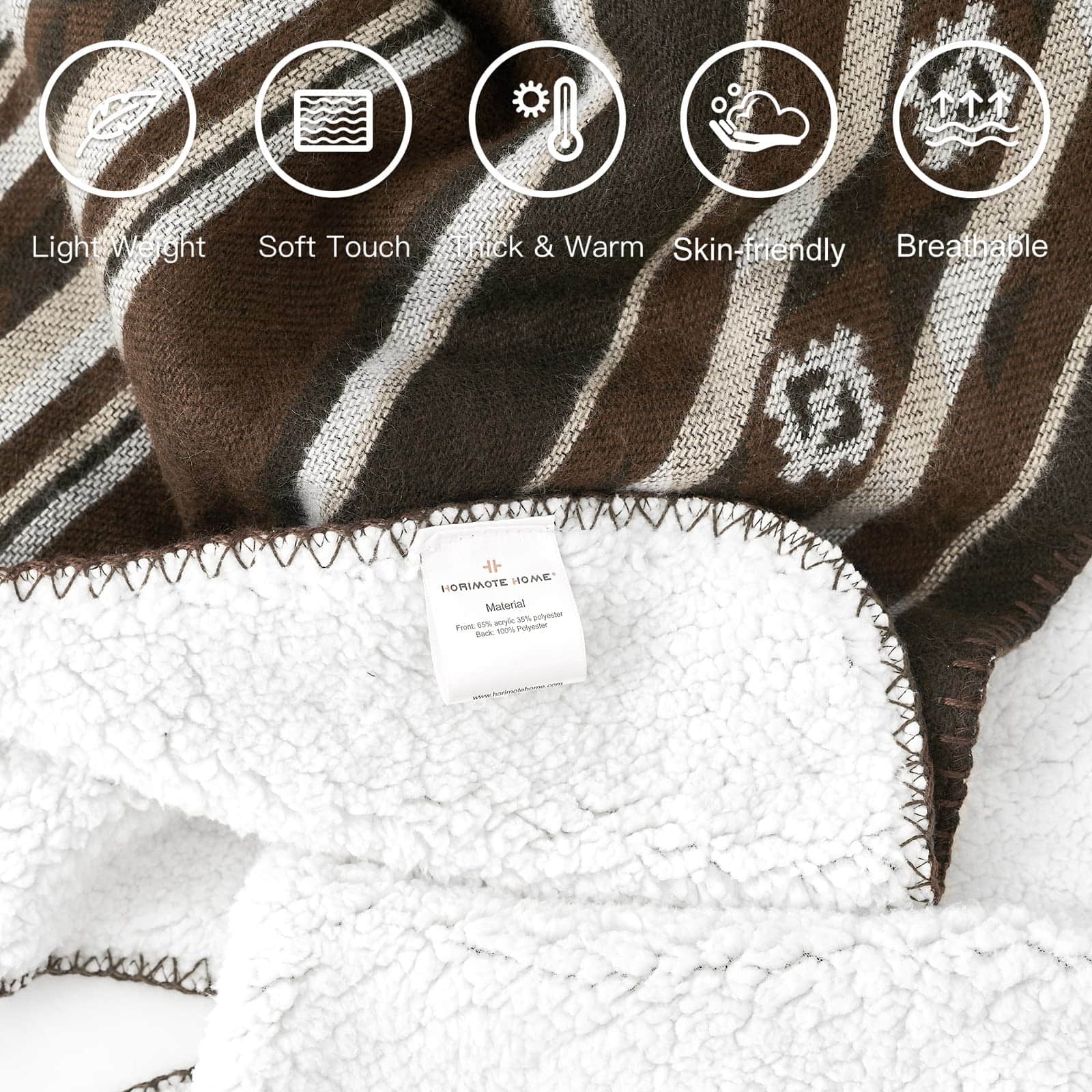 Manta con Estampado Azteca y Forro Suave de -Brown - Imagen 5