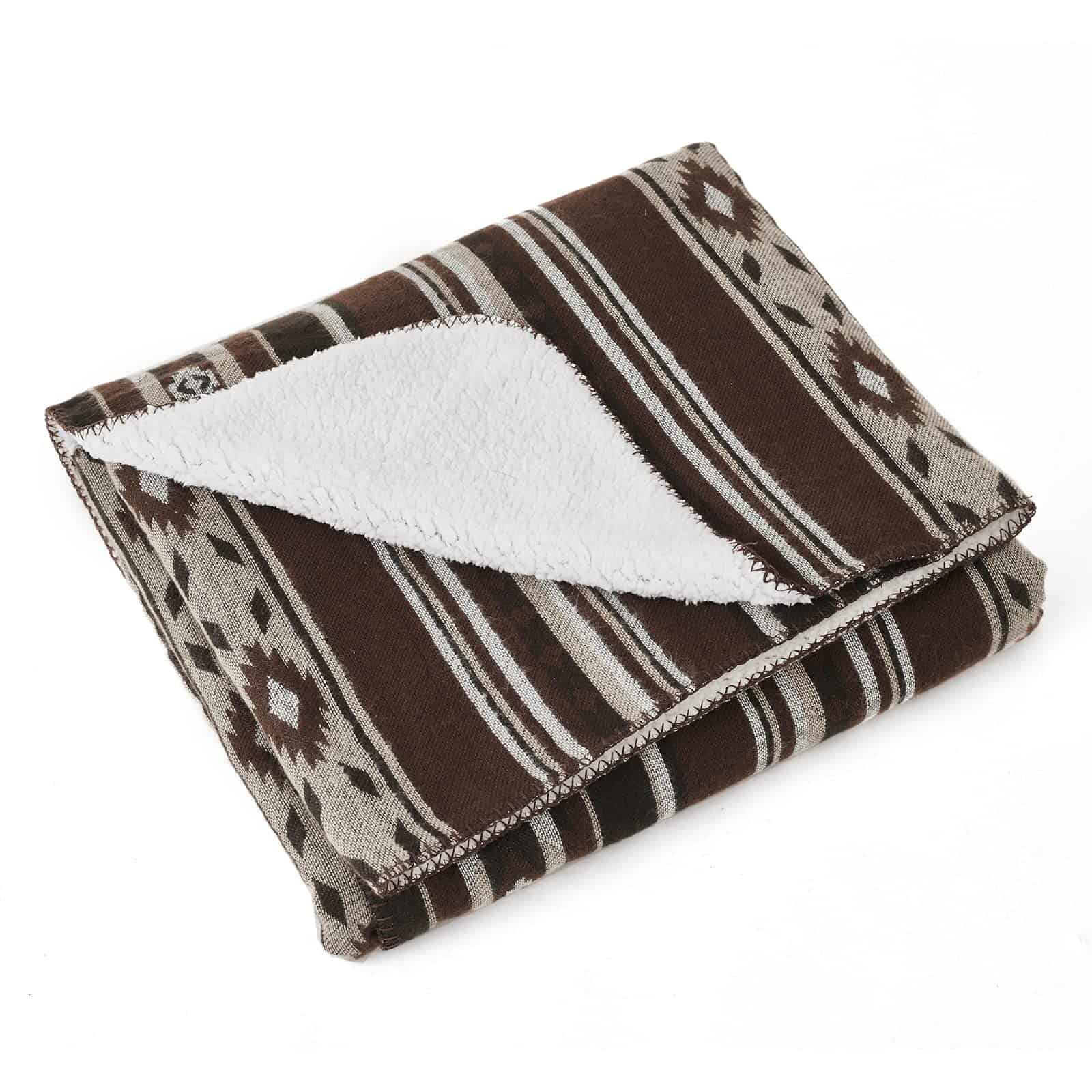 Manta con Estampado Azteca y Forro Suave de -Brown - Imagen 4