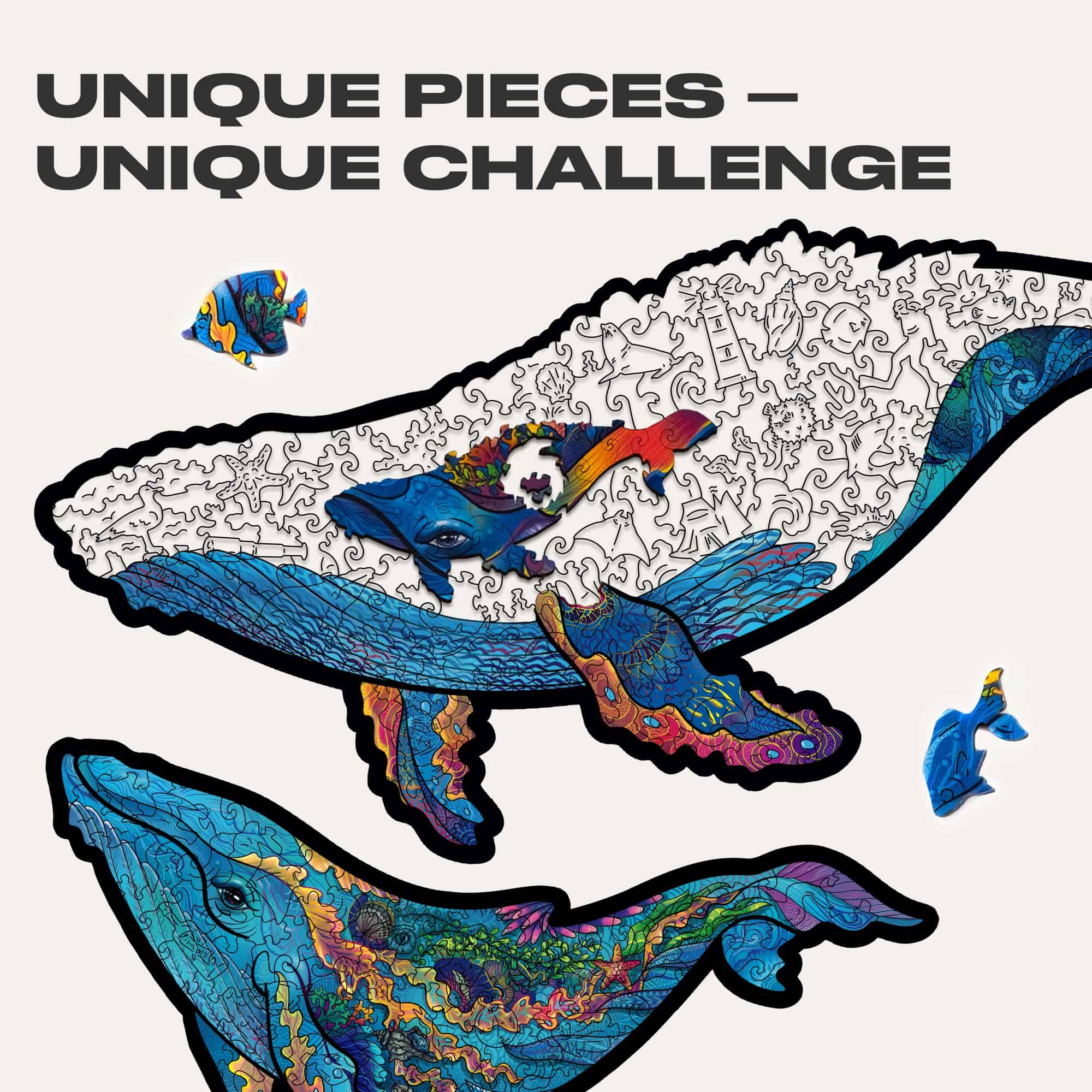 Rompecabezas de madera original UNIDRAGON - Ballenas - Imagen 9