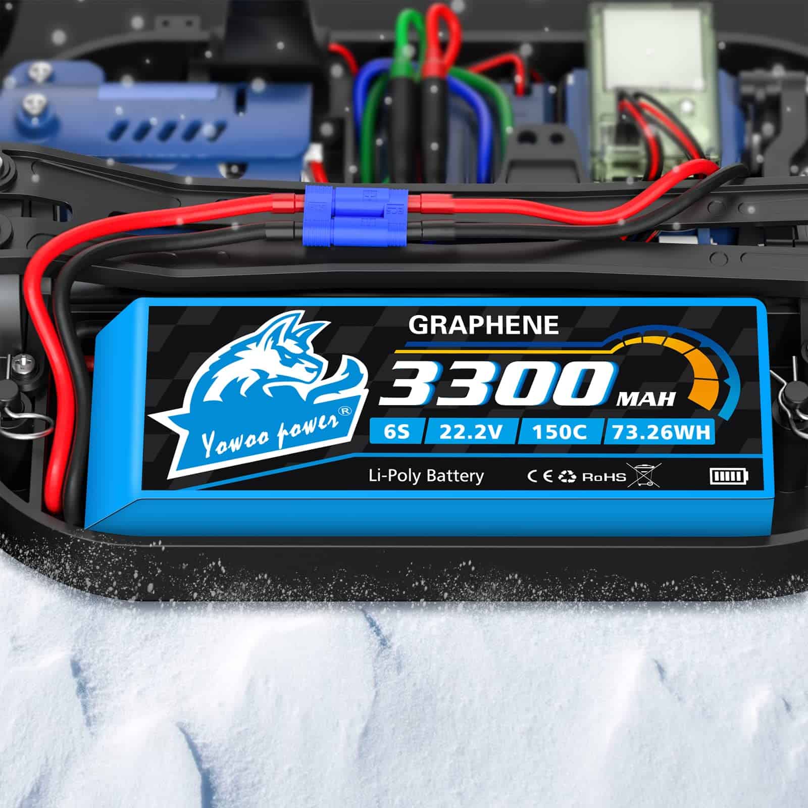 Batería Lipo Yowoo 6S 3300mAh 150C 22.2v con Conector EC5 - Imagen 3