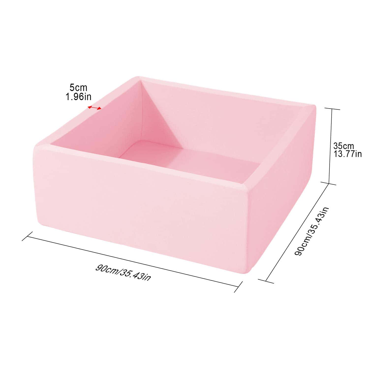 UHAPPYEE Piscina de Bolas Cuadrada para Niños, 35"x35"x12" - Imagen 6