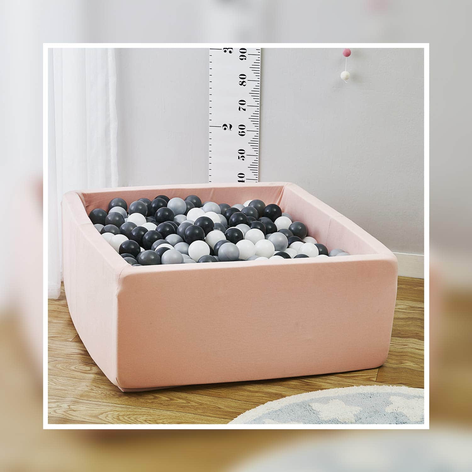 UHAPPYEE Piscina de Bolas Cuadrada para Niños, 35"x35"x12" - Imagen 3