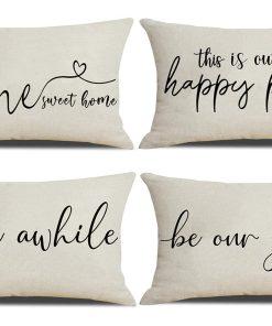 Set de 4 Fundas de Cojín de Granja 12x20 Frase Quédate un