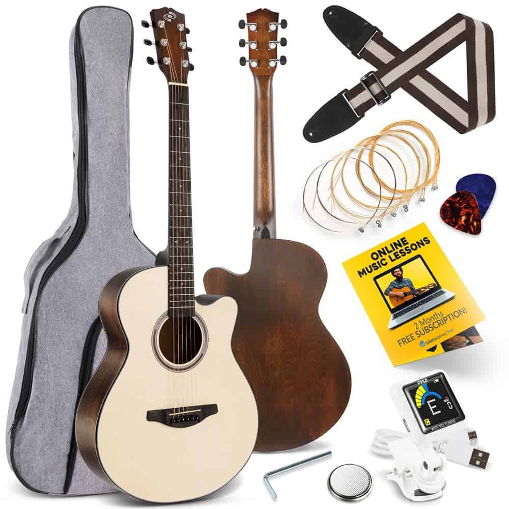 Kit de Guitarra Acústica Premium Pyle, Tapa de Abeto, Corte