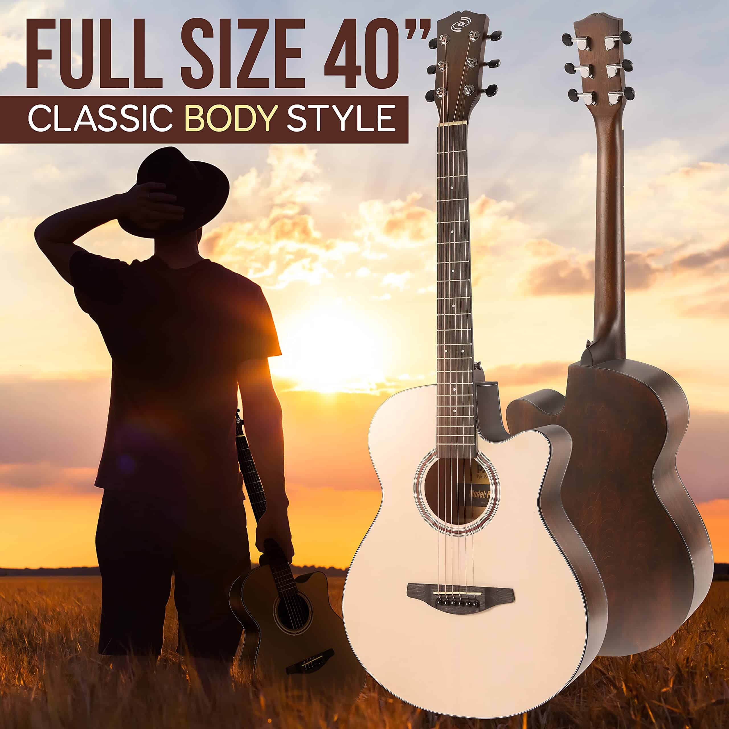Kit de Guitarra Acústica Premium Pyle, Tapa de Abeto, Corte - Imagen 4