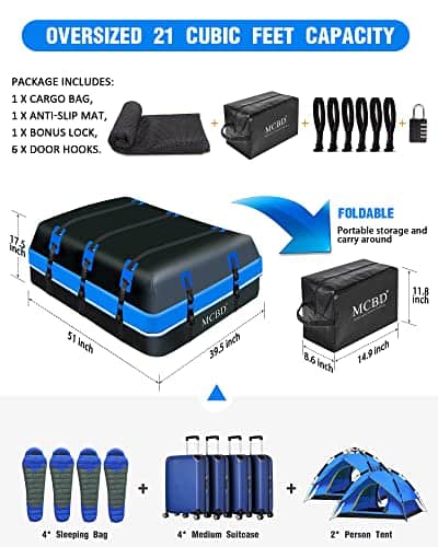 Portaequipajes para coche en el techo, 21 pies cúbicos - Imagen 3