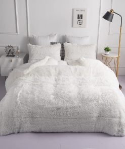 Juego de Edredones de Piel sintética blanca Full/Queen -