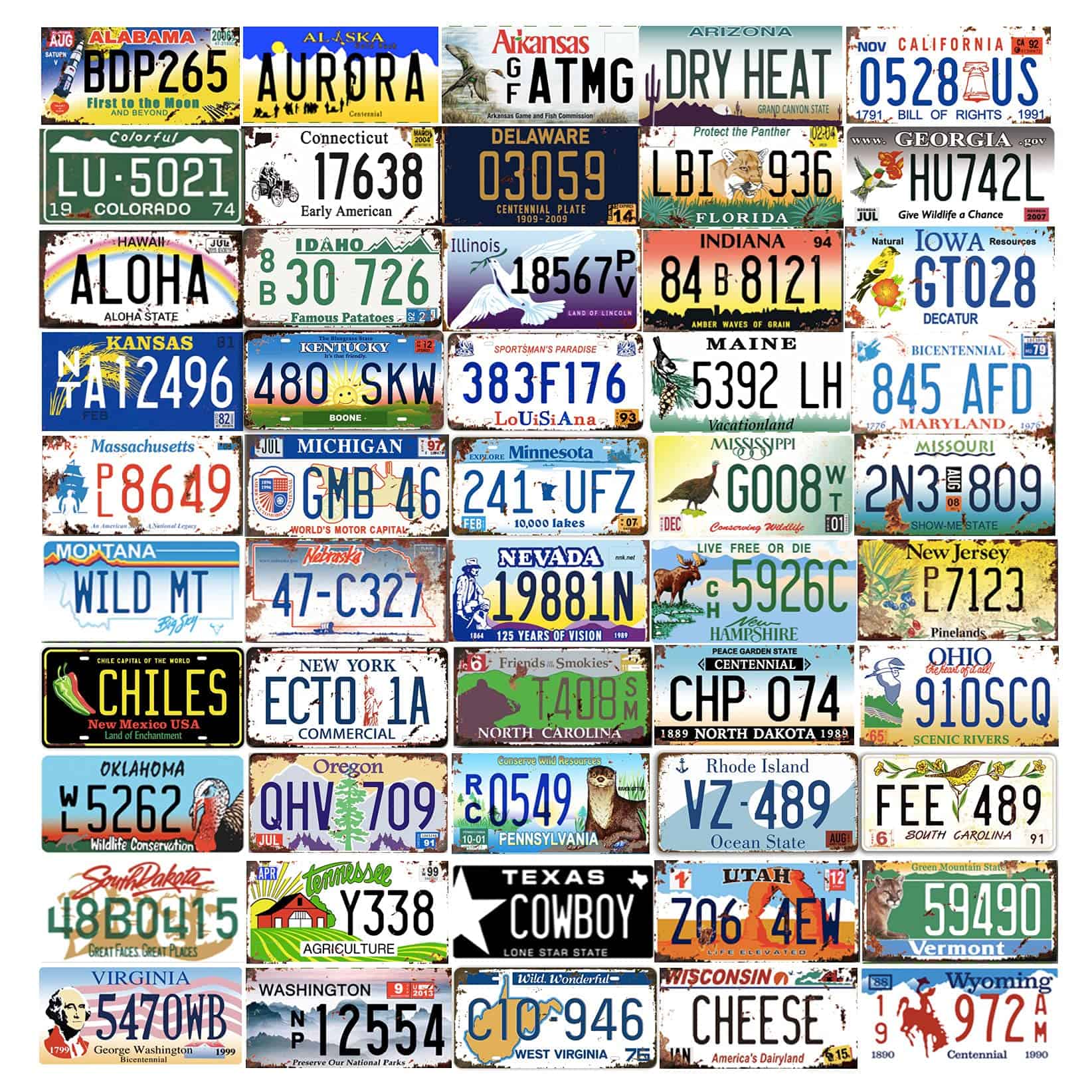Juego Completo de 50 Estados de EE. UU., Replicas de Placas
