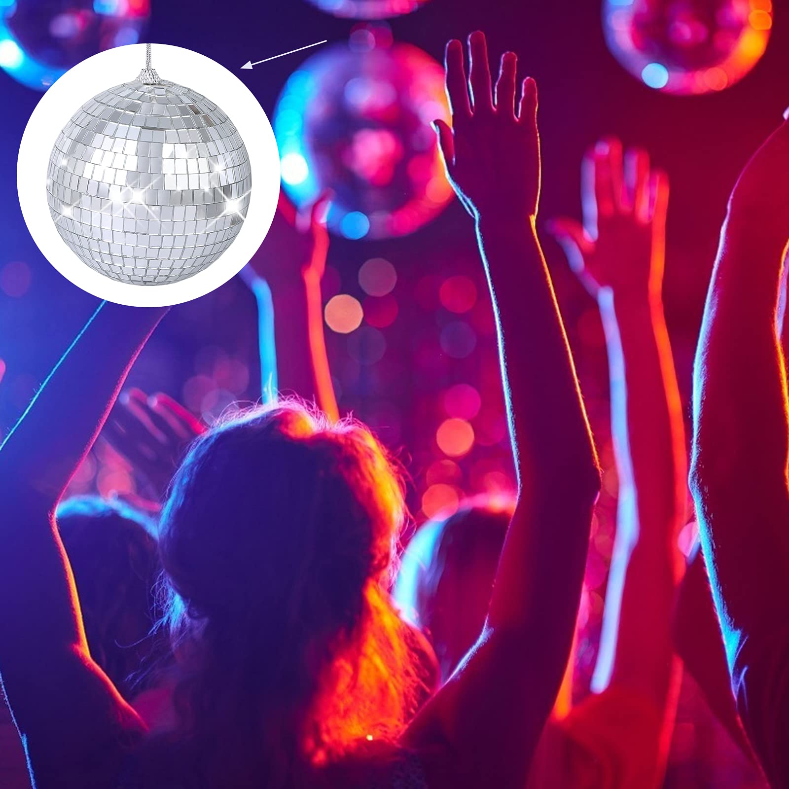8 Piezas Bolas de Espejo de Discoteca Plateadas para Fiesta - Imagen 7