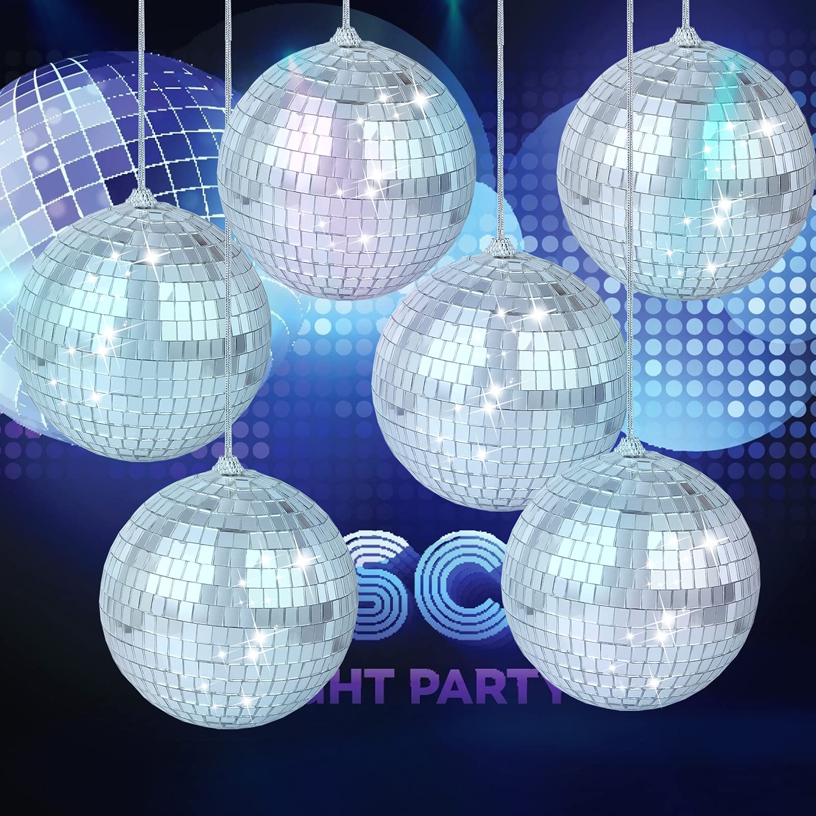8 Piezas Bolas de Espejo de Discoteca Plateadas para Fiesta - Imagen 4