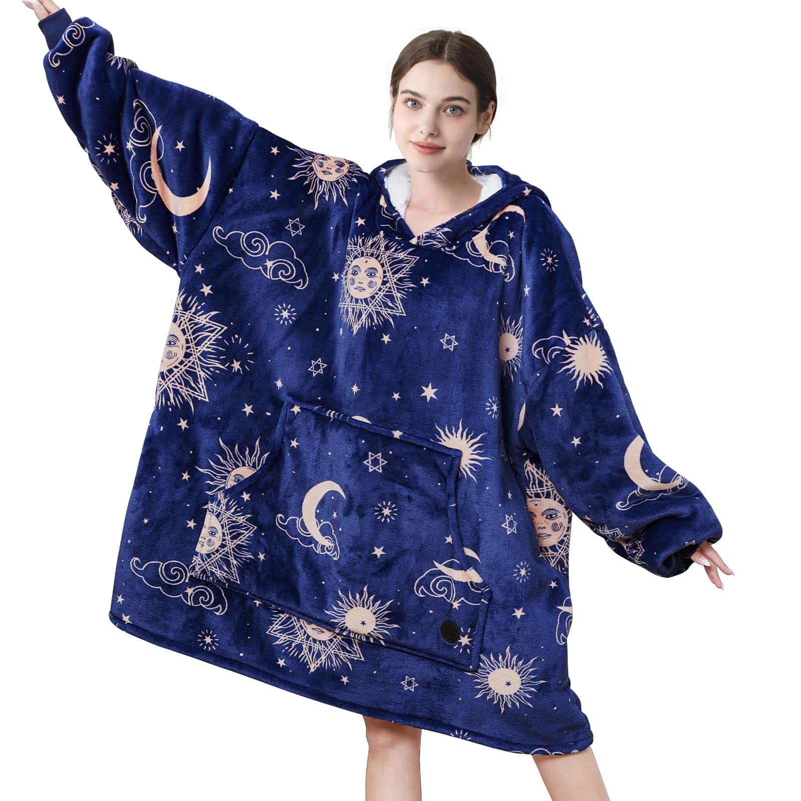 THREE POODLE Manta con capucha ponible para mujeres, manta