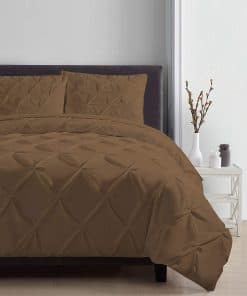 Juego de Funda de Edredón Plisada Taupe Pinch de 3 Piezas