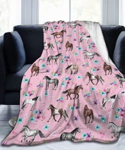 Manta de Lana de Moda Knsoiv, Estampado de Horses Flowers