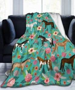 Manta de Lana de Franela Knsoiv, Caballos Estampado de