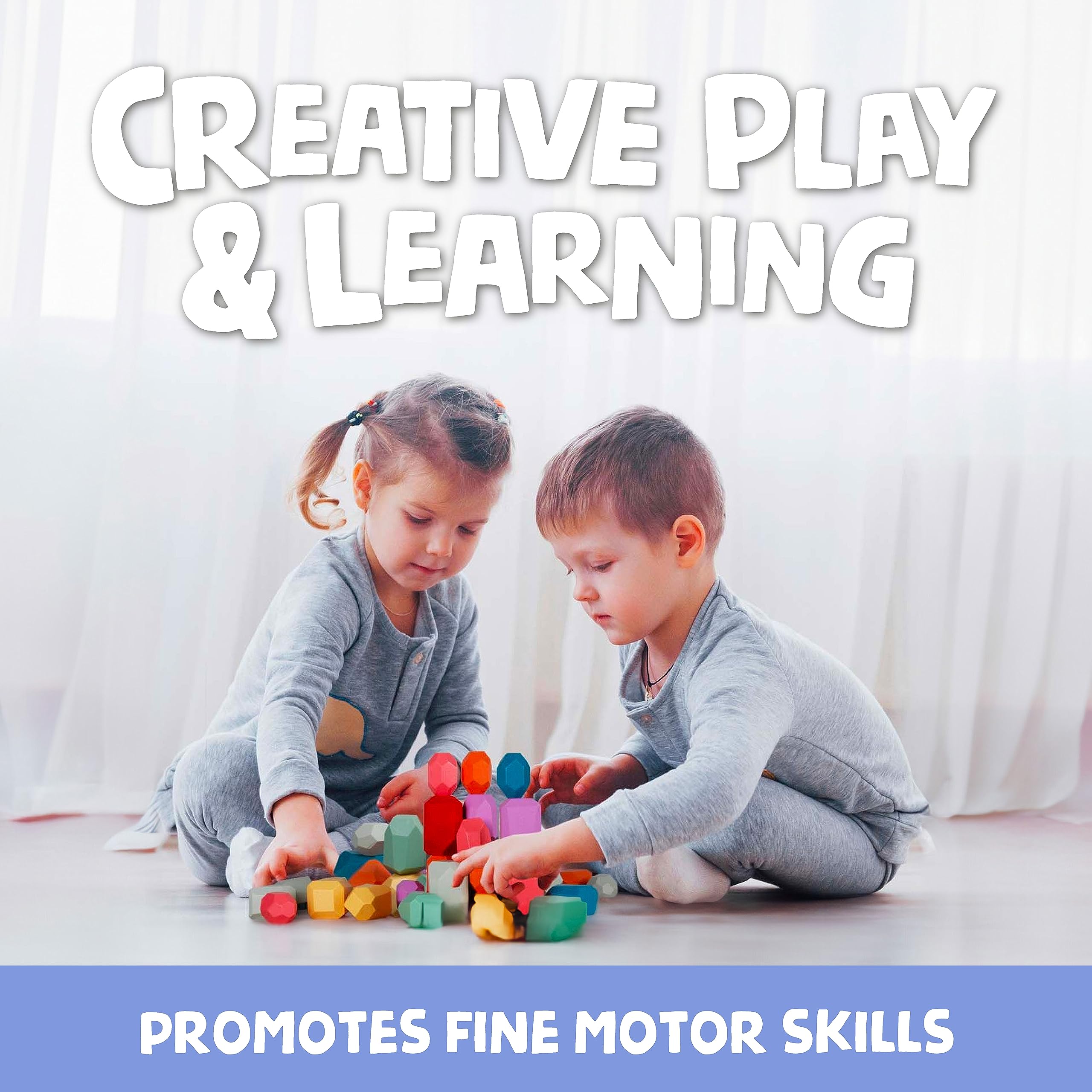 BUNMO Stacking Rocks 40pcs - Seguro para Edades 1+ - - Imagen 5