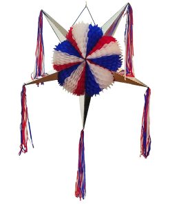 Piñata Grande de 5 Puntas Estrella Roja, Blanca y Azul