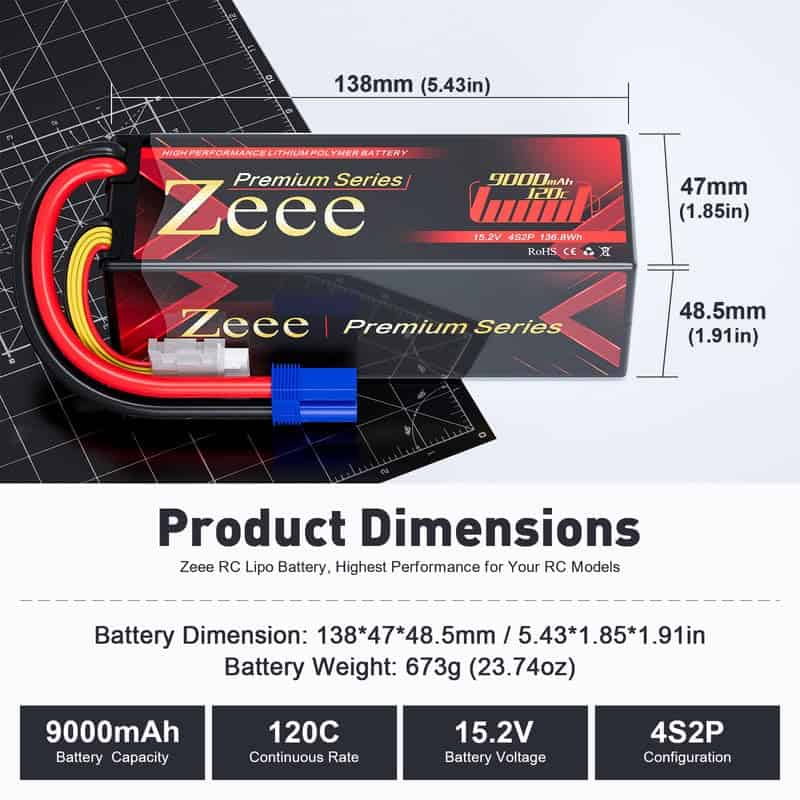 Batería Lipo Zeee Serie Premium 4S 9000mAh 15.2V HV Lipo - Imagen 3