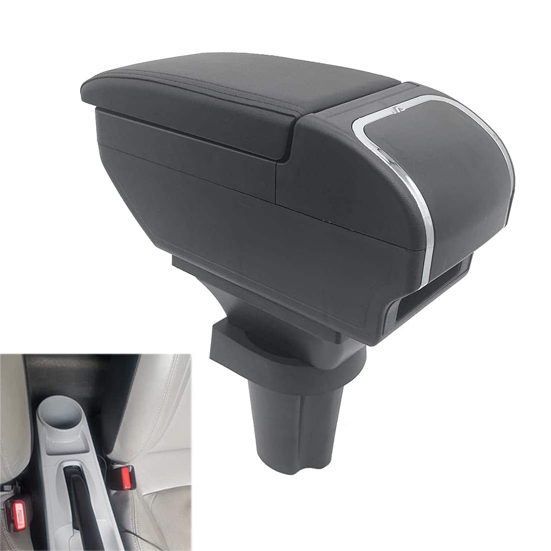 Caja Reposabrazos para Honda CR-Z CRZ -Negro con Hilo Negro